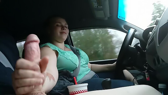 Chubby Couple Enjoys Public Blowjob In Car