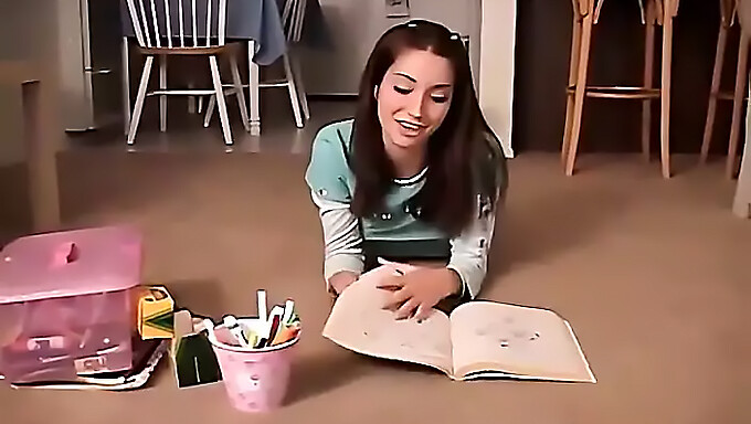 Cute Brunette Teen Chloe Plays With Herself And Crayons In Solo Video